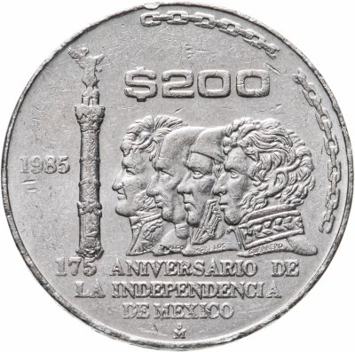купить Мексика 200 песо 1985 "175 лет Независимости"