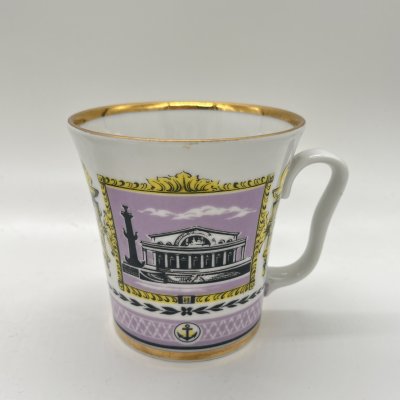 Купить Чашка из чайной пары "Стрелка Васильевского острова" (форма "Ленинградская"), фарфор, деколь, золочение, Ленинградский фарфоровый завод (ЛФЗ), СССР, 1970-1986 гг.