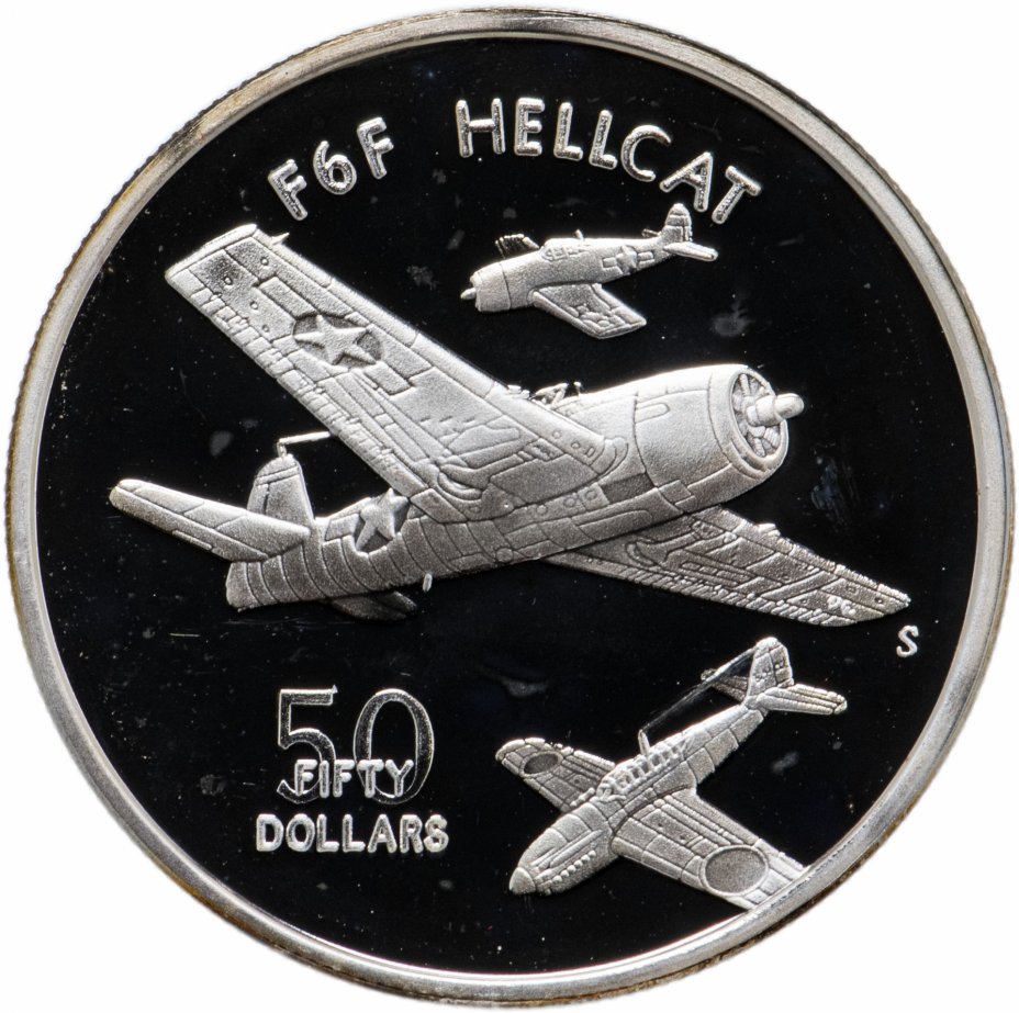 купить Маршалловы острова 50 долларов 1991 "Легендарные самолёты Второй мировой войны - Грумман F6F Хеллкэт  (U.S. F6F Hellcat)"