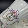 Купить Пара кофейная с декором в виде роз и гирлянд (форма "Одуванчик"), фарфор, деколь, золочение, Ленинградский фарфоровый завод (ЛФЗ), СССР, 1970-1992 гг.