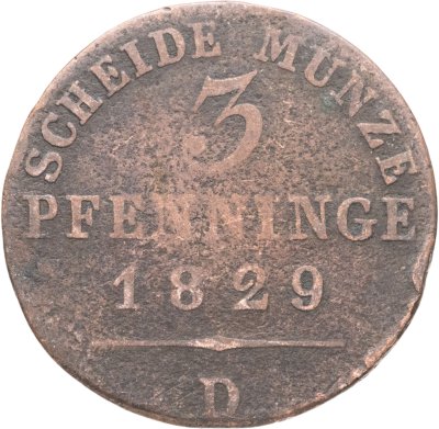 купить Германия, Пруссия 3 пфеннига 1829
