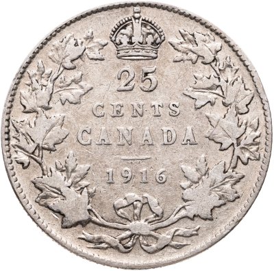 купить Канада 25 центов (квотер, cents) 1916