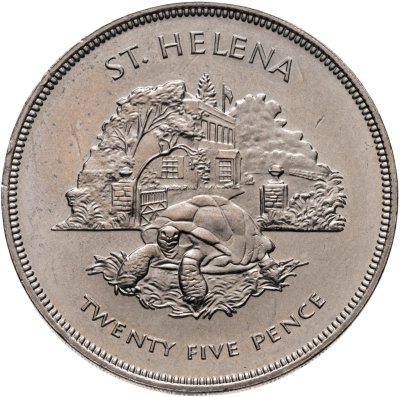 купить Остров Святой Елены 25 пенсов (pence) 1977 "25-я годовщина вступления на престол королевы Елизаветы II (гигантская черепаха)"