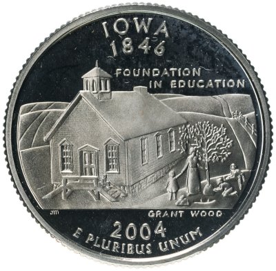 купить США 25 центов (квотер, 1/4 доллара, quarter dollar) 2004 Квотер штата Айова Серебро