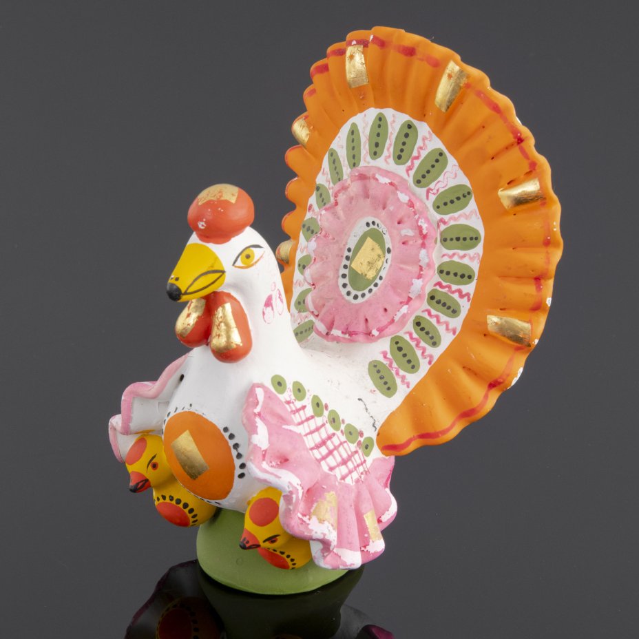 Игрушка Дымковская "Индюк", глина, роспись, СССР, 1970-1980 гг ...