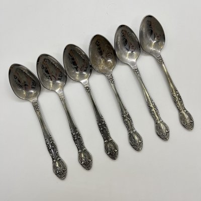 купить Набор из 6-ти кофейных ложек, украшенных растительным декором, нержавеющая сталь, Павловский завод художественных металлоизделий им. С.М. Кирова, СССР, 1970-1990 гг.