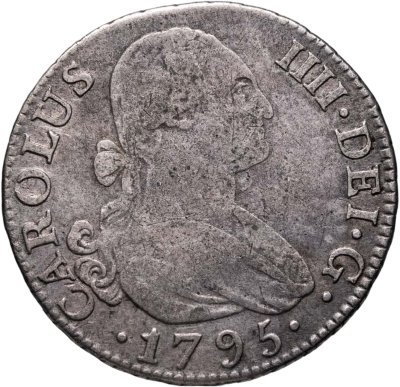 купить Испания 2 реала 1795 Король Карл IV, знак монетного двора "M" - Мадрид