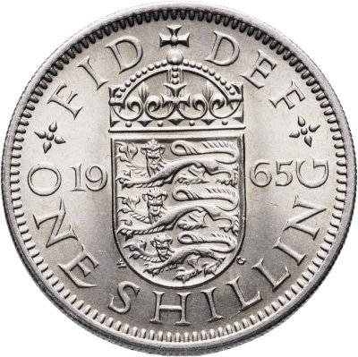 купить Великобритания 1 шиллинг (shilling) 1965 "Английский герб - 3 льва внутри коронованного щита"