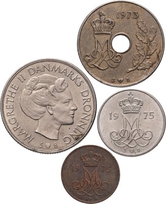 купить Дания, набор из 4 монет 1973-1975, Королева Маргарете II