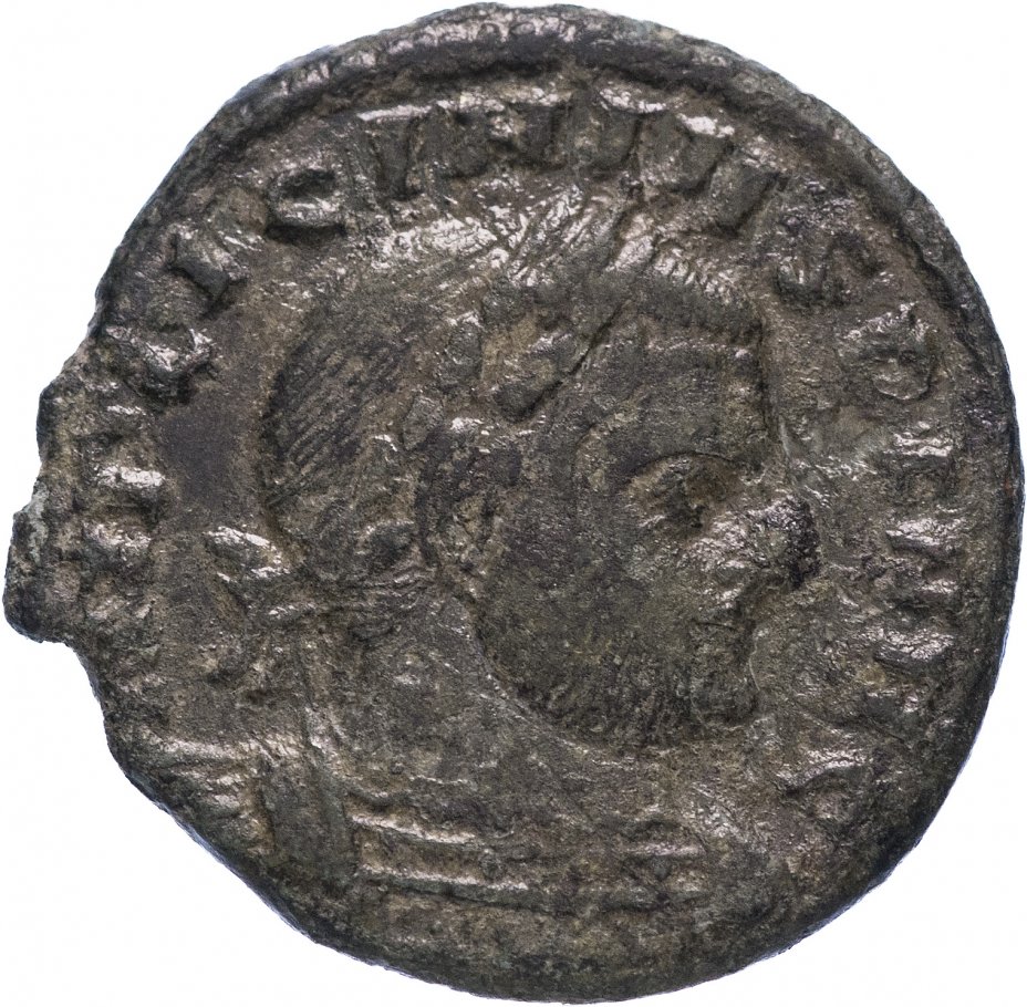 купить Римская Империя Лициний I 308–324 гг фоллис (реверс: Сол стоит влево, правая рука поднята, в левой держит шар)