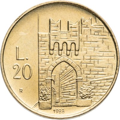 купить Сан-Марино 20 лир (lire) 1988 "Укрепления Сан-Марино"