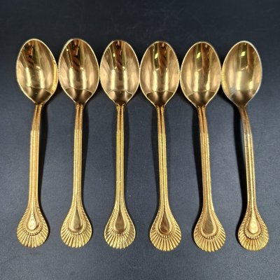 купить Набор из шести чайных ложек с фигурными черенками, металл, золочение, Таллинский ювелирный завод, СССР, 1970-1990 гг.