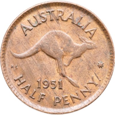 купить Австралия 1/2 пенни (penny) 1951 Точка после "PENNY"