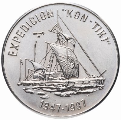 купить Куба 1 песо 1987 "Экспедиция Кон-Тики"