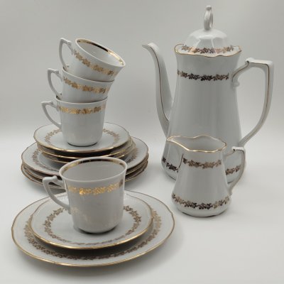 купить Сервиз кофейный на 4 персоны, украшенный растительным орнаментом (14 предметов), фарфор, золочение, Winterling Marktleuthen Bavaria, Германия, 1970-1990 гг.