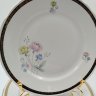 Купить Набор обеденных тарелок с цветочным декором и золотистым кантом на 6 персон, фарфор, деколь, золочение, Porzellanfabrik Kalk (KPE), ГДР, 1950-1990 гг.