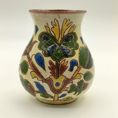 купить Вазочка с орнаментальным декором на тулове, Научно-экспериментальная керамическая станция (НЭКС), г. Алма-Ата, керамика, глазурь, роспись, СССР, 1950-1980 гг.