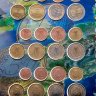 Купить Словакия, Ирландия, Бельгия Три полных годовых набора Евро из 24 монет 2002 - 2009 в листе СОМС