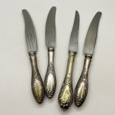 купить Набор из 4 столовых ножей "Пламя" (подбор), мНЦ (медь-никель-цинк), Кольчугинский завод цветных металлов, СССР, 1960-1990 гг.