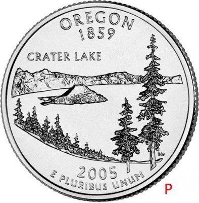 Купить США 25 центов (квотер) 2005 P — штат Орегон