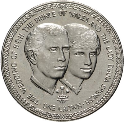 купить Остров Мэн 1 крона 1981 "Свадьба Принца Чарльза и Леди Дианы: портреты"