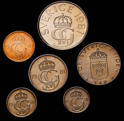 купить Швеция, набор из 6-ти монет 1981 года