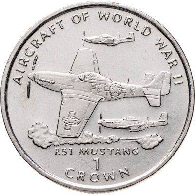 купить Остров Мэн 1 крона (crown) 1995 "Авиация Второй Мировой войны - P-51 Mustang"