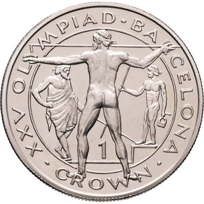 купить Гибралтар 1 крона (crown) 1991 "XXV Летние Олимпийские игры, Барселона 1992 - Метание копья"