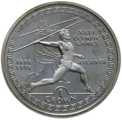 купить Гибралтар 1 крона (crown) 1995 XXVI Летние Олимпийские игры, Атланта 1996 - Метание копья