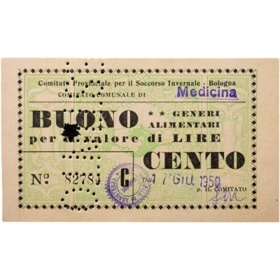 купить Италия, Болонья 100 лир "Комитет по оказанию помощи. Продукты питания"
