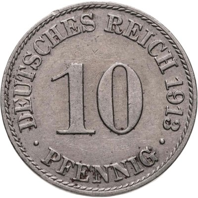 купить Германия 10 пфеннигов 1913, знак монетного двора: "A" - Берлин