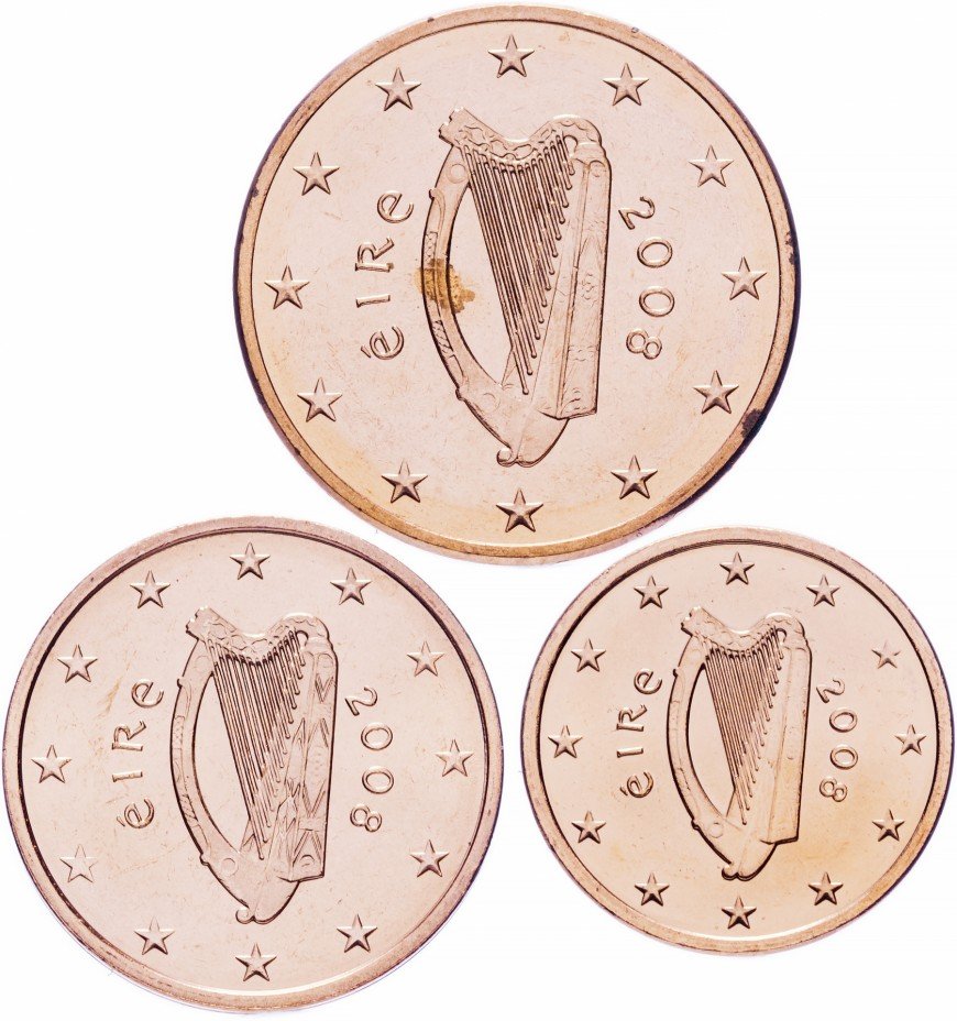 купить Ирландия набор монет от 1 до 5 евро центов 2008 (3 штуки)