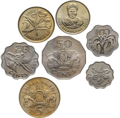 купить Свазиленд набор из 6 монет 1998-2007 года 5, 10, 20, 50 центов и 1, 2, 5 эмалангени