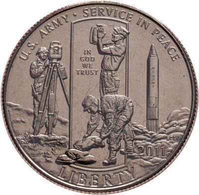 купить США 50 центов (1/2 доллара, half dollar) 2011 Армия США, знак монетного двора: "D" - Денвер, в буклете с маркой