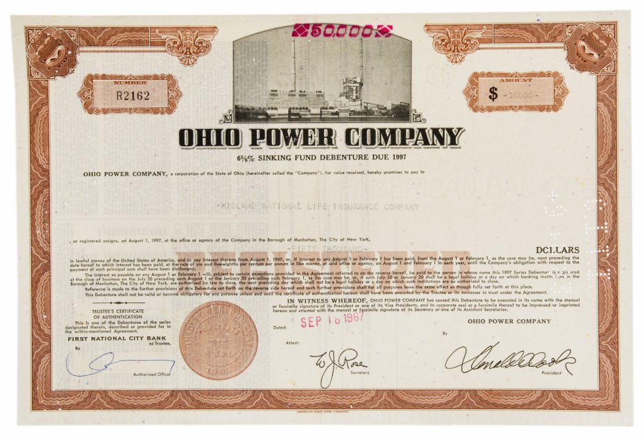 купить Акция США OHIO POWER COMPANY, 1967 г.