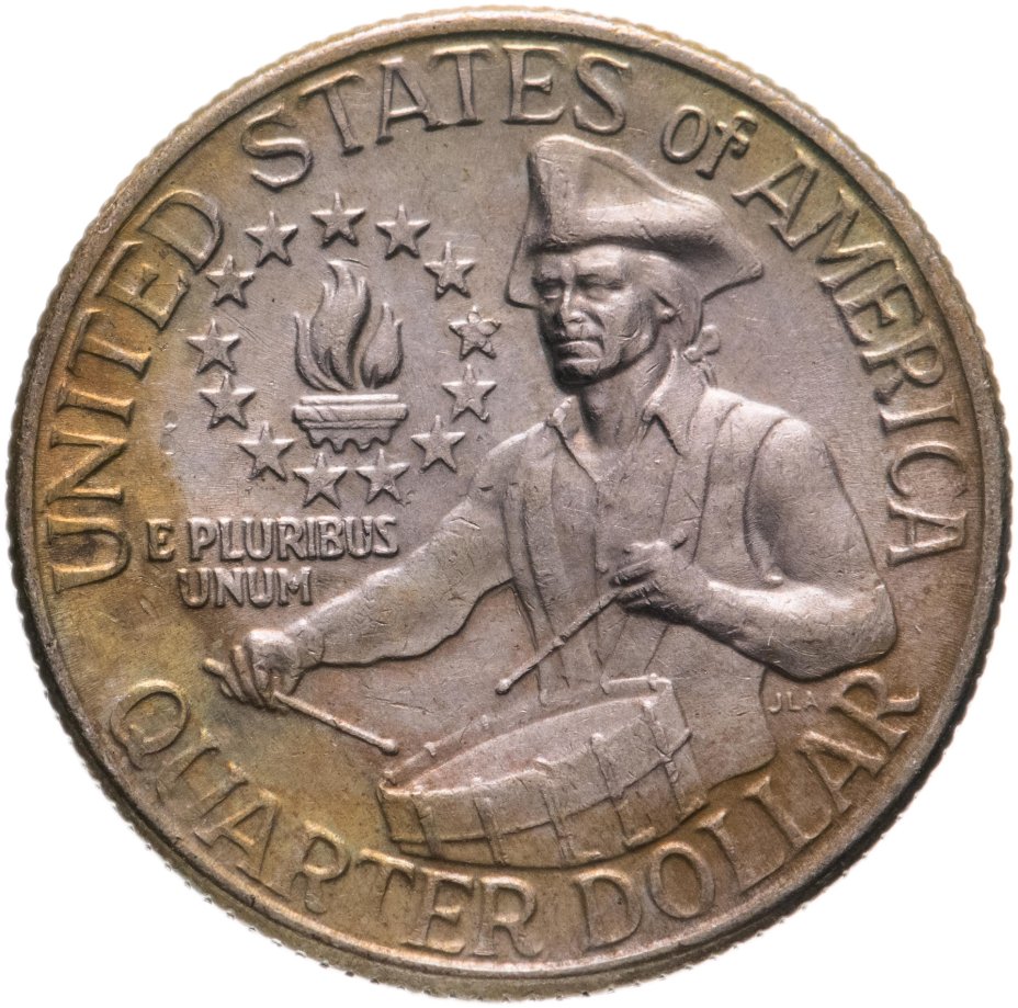 Монета США 25 центов (квотер, 1/4 доллара, quarter dollar) 1976 "200 ...