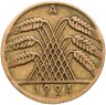 Купить Германия  10 пфеннигов (рентенпфеннигов, rentenpfennig) 1924 знак монетного двора "A" — Берлин