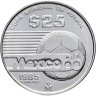 Купить Мексика 25 песо (pesos) 1985  Чемпионат мира по футболу 1986 - Один мяч /Надпись на мяче в слабе Монетник.ру MS63
