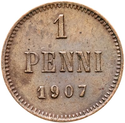купить 1 пенни (penni) 1907, монета для Финляндии