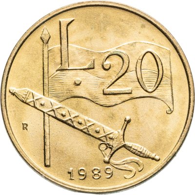 купить Сан-Марино 20 лир (lire) 1989 "Шестнадцать веков истории"