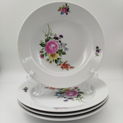 купить Набор суповых тарелок на 4 персон с изображением цветов, фарфор, деколь, Kahla, ГДР, 1968-1987 гг.