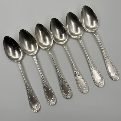 купить Набор столовых ложек "Пламя" (6 шт.), мНЦ (медь-никель-цинк), Кольчугинский завод цветных металлов, СССР, 1950-1960 гг.