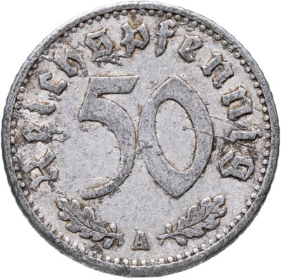 купить Германия, Третий рейх 50 рейхспфеннигов 1935, знак монетного двора "A" — Берлин
