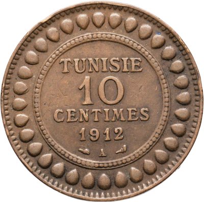купить Тунис 10 сантимов (centimes) 1912