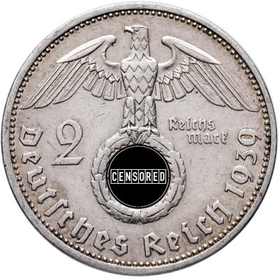 купить Германия, Третий рейх 2 рейхсмарки (reichsmark) 1939, знак монетного двора "А" - Берлин