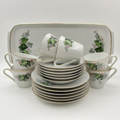 купить Набор кофейный с цветочным декором на 6 персон (19 предметов), фарфор, деколь, золочение, Schönwald, Германия, 1950-1972 гг.