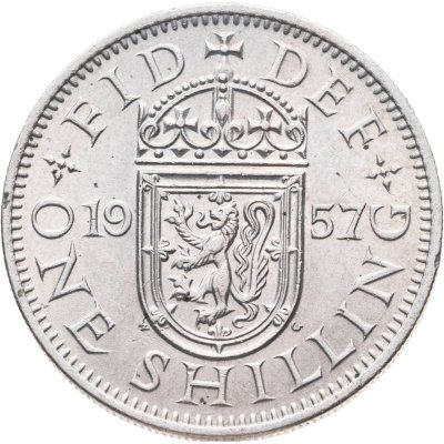 купить Великобритания 1 шиллинг (shilling) 1957 Шотландский герб - атакующий лев внутри коронованного щита
