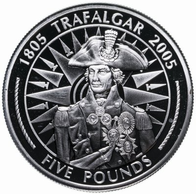 купить Гибралтар 5 фунтов "200 лет Трафальгарской битве - Горацио Нельсон"