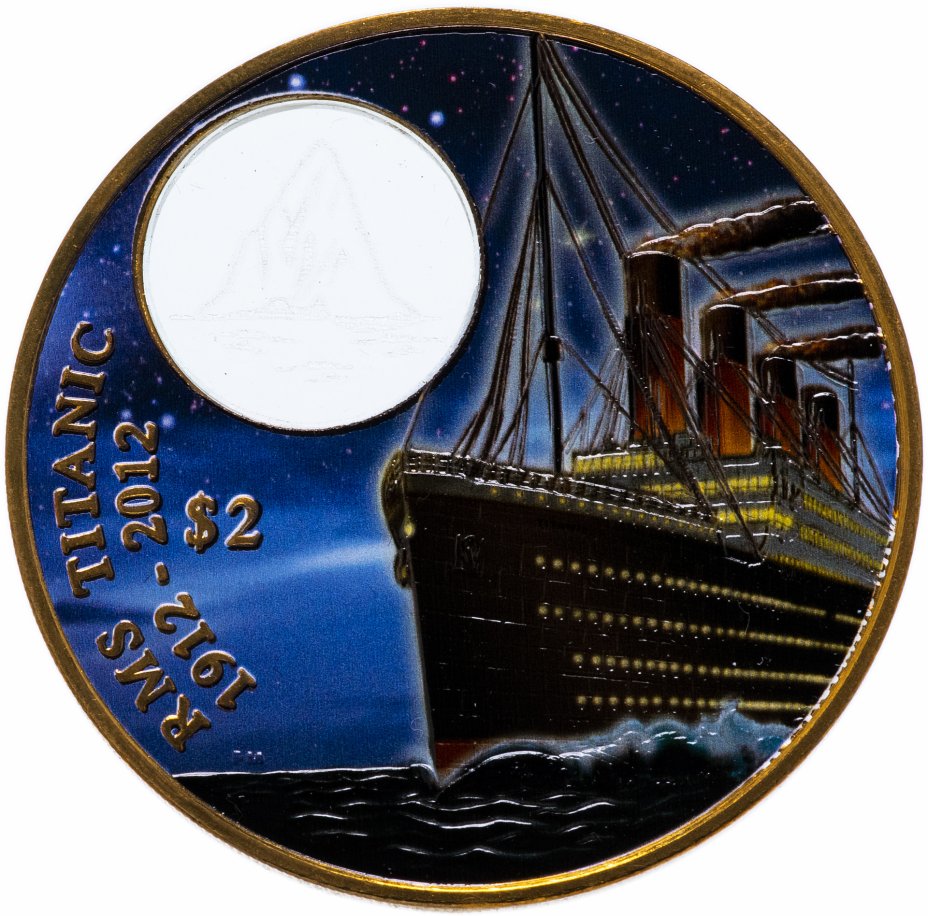 купить Британские Виргинские Острова 2 доллара 2012 "Титаник", в футляре с сертификатом
