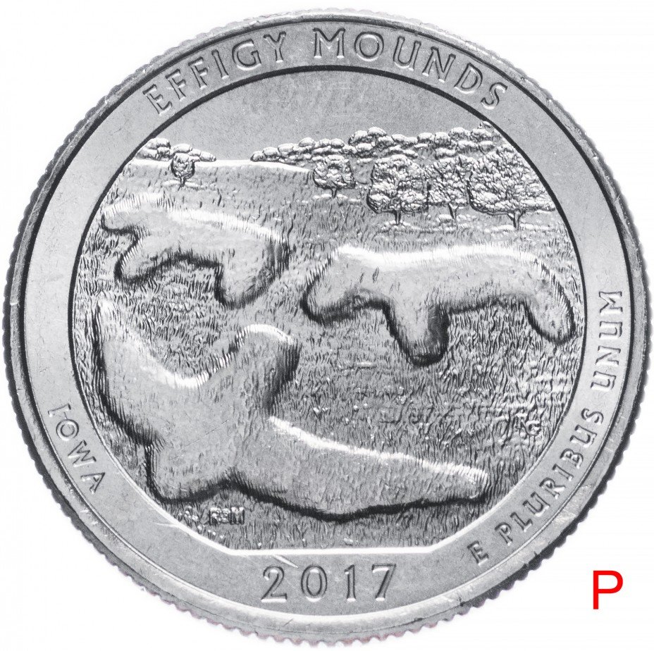 купить США 1/4 доллара (25 центов, квотер) 2017 P — "Национальный памятник Эффиджи Маундз" (36-й парк)